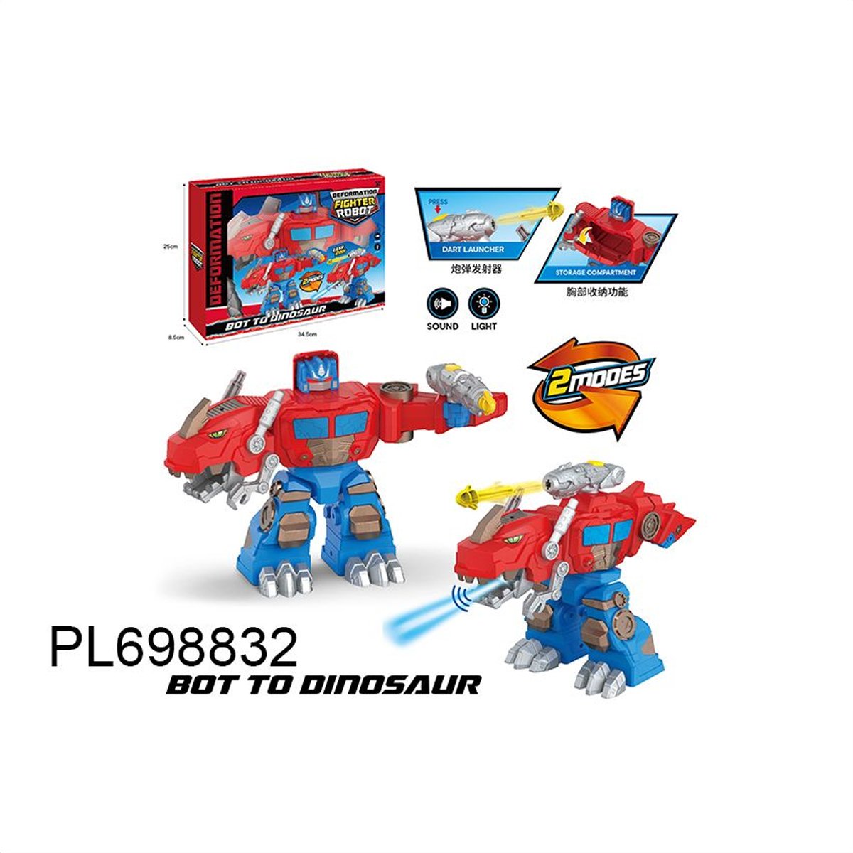 DINO TRANSFORMABLE LANZA DARDOS 17819