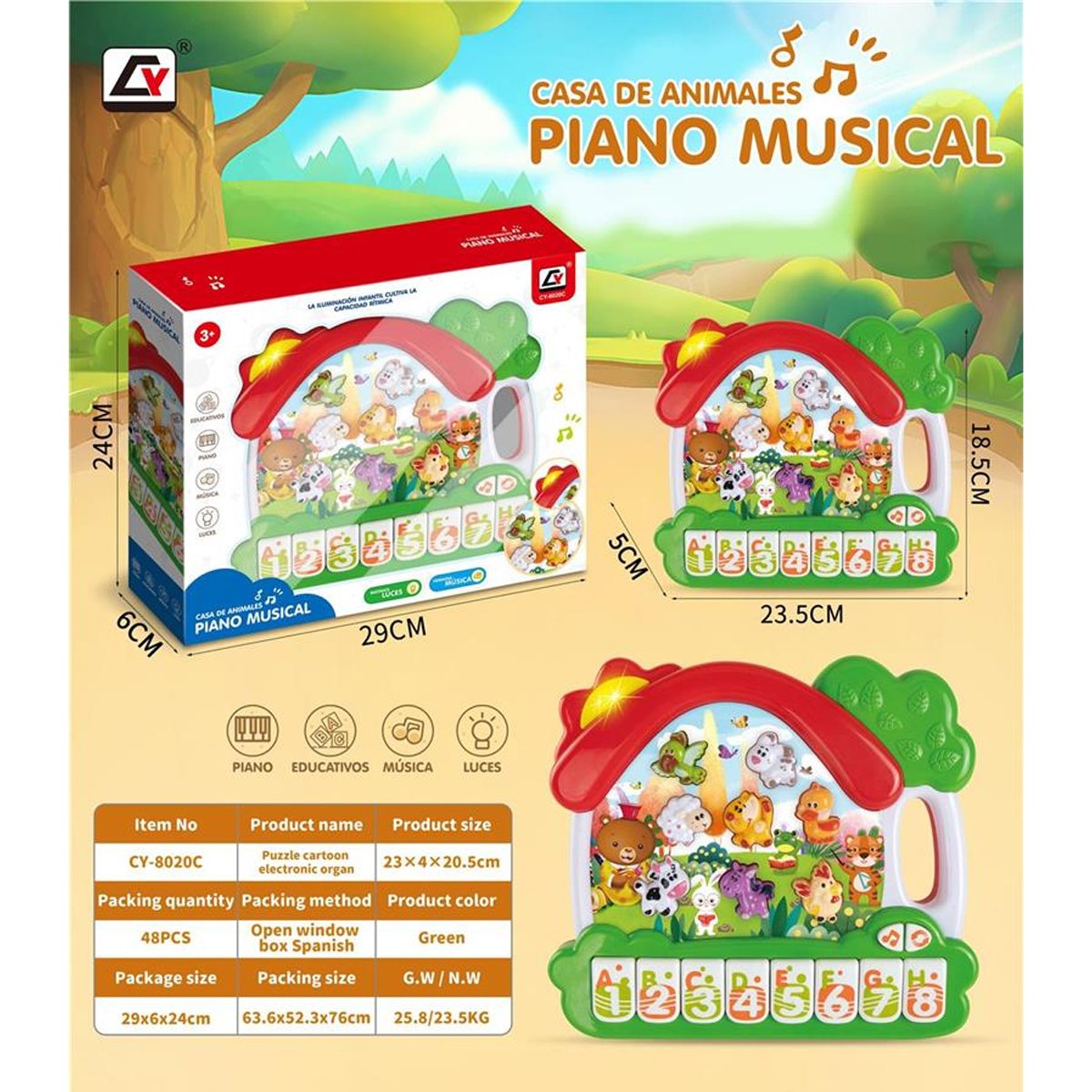 Casa de Animales Piano Musical CY-8020C