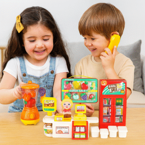 576E-17- 🛍️ Set de Juego “Super Sale Shopping” con Licuadora, Caja Registradora y Comida