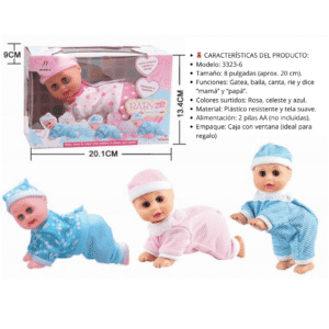 MUÑECO BEBÉ GATEADOR CON SONIDOS Y MÚSICA – MODELO 3323-6
