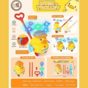 🦆 Juguete Pato Empujable con Luces y Sonido – Modelo 698-1
