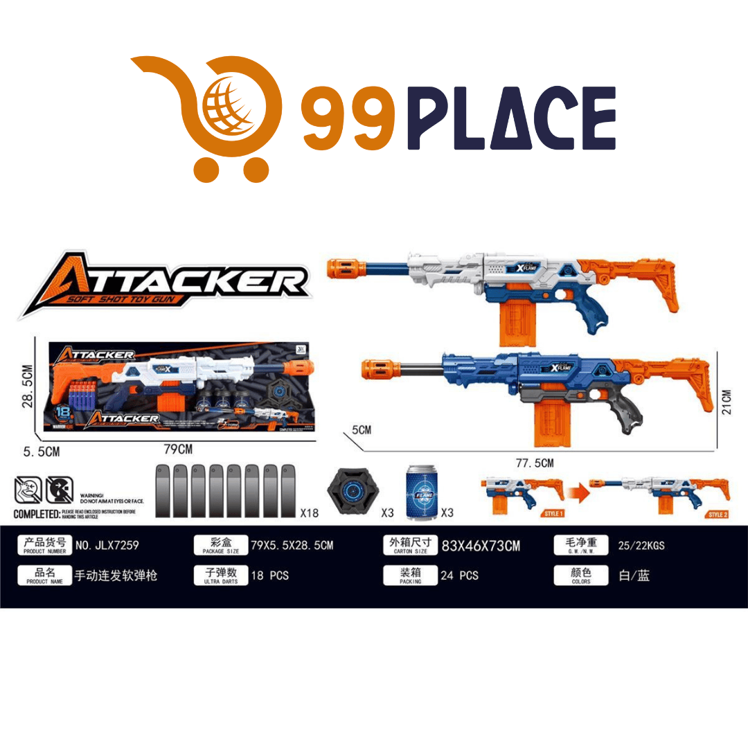 Rifle Lanzador de Dardos Espuma Attacker – Modelo JLX7259