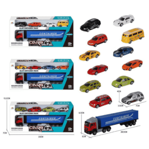 🚚 Set de Tráiler Contenedor con Autos Metálicos – Alloy Container Truck (LH550)