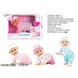 👶 MUÑECO BEBÉ GATEADOR CON SONIDOS Y MOVIMIENTO – MODELO 3308-10