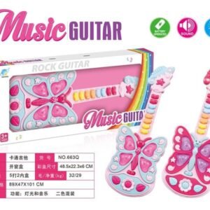 Guitarra Musical Infantil con Luces y Sonidos – Modelo Mariposa 🦋(663Q)