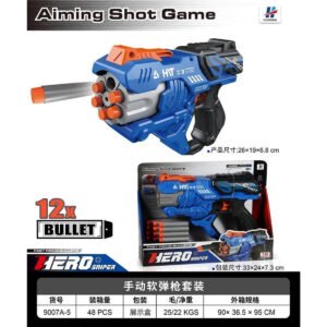 MODELO 9007A-5 Pistola "Hero Sniper" con 12 Balas y Blanco de Puntería (Azul)