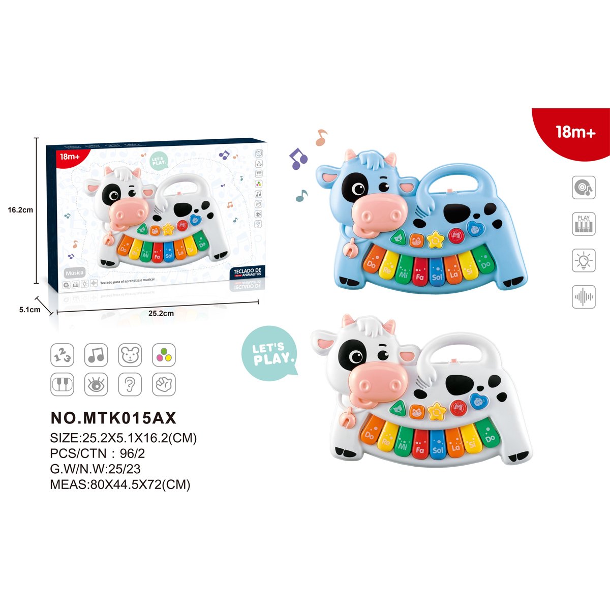 MODELO MTK015AX Teclado Musical Didáctico con Forma de Vaca