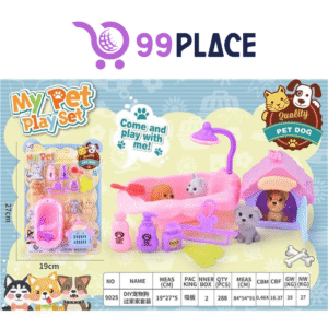 🛁 Set de Mascotas con Bañera y Casita – Modelo 9025