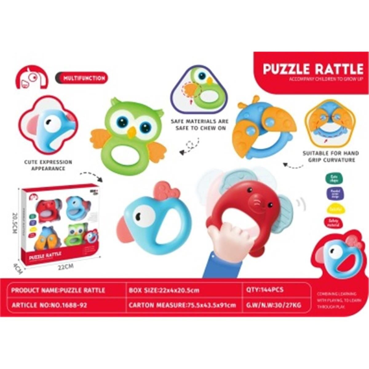 MODELO 1688-92🐘 Sonajeros de Rompecabezas Multifunción