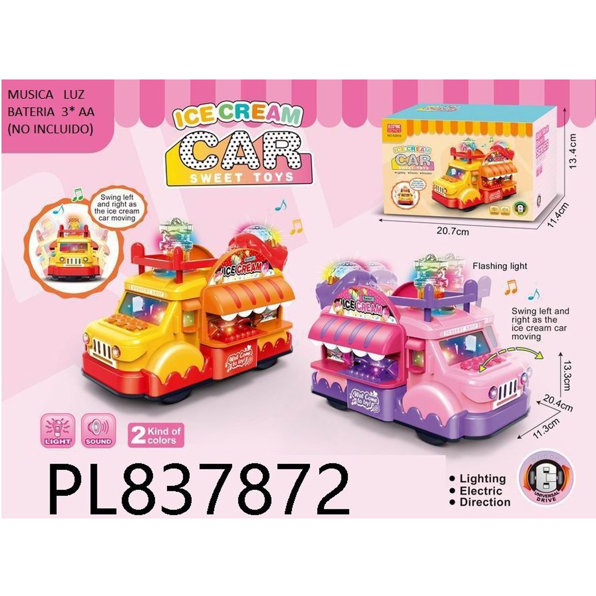 MODELO 62919 🍦 Camión de Helados con Música y Movimiento 360°
