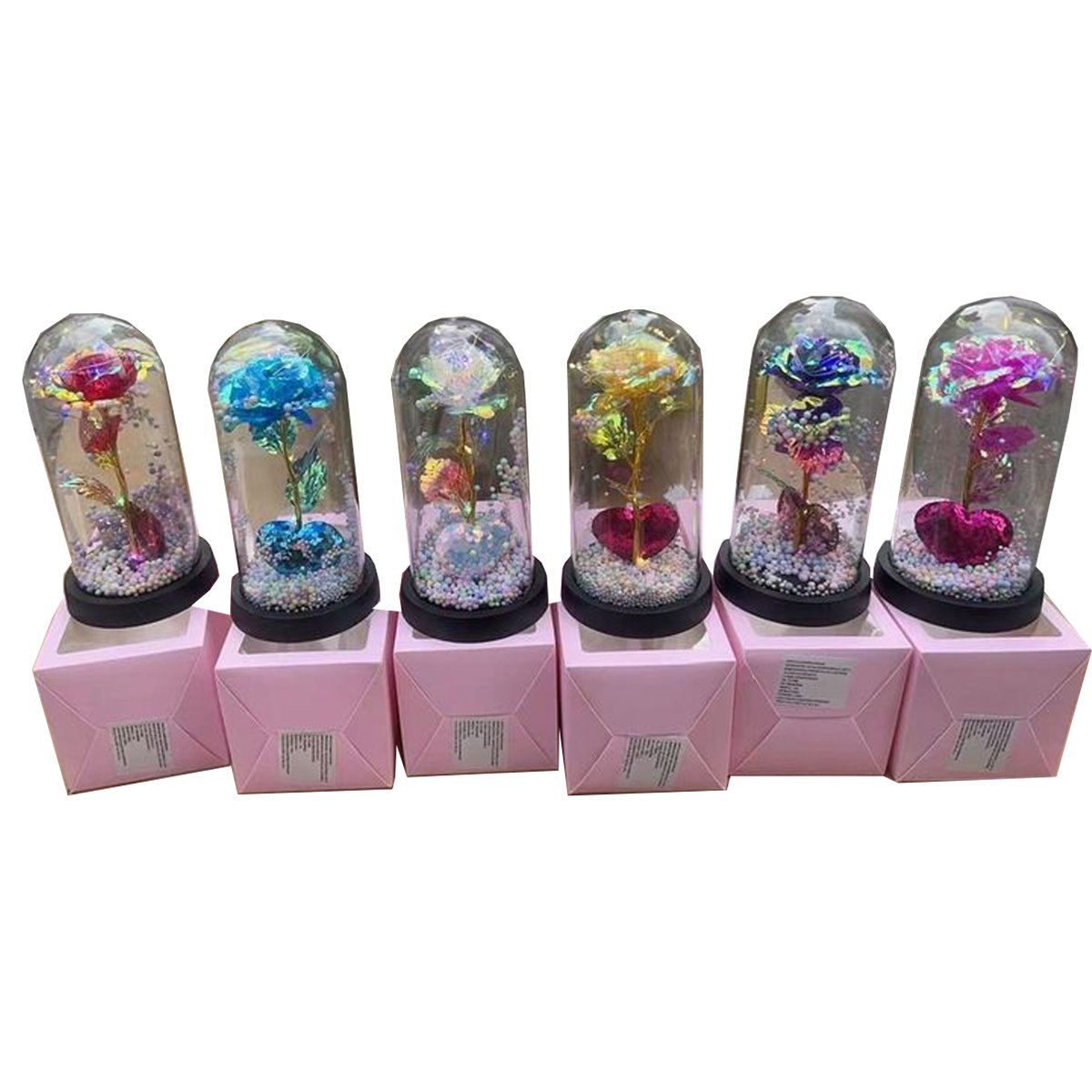 Modelo: 7440-30 Domo de Rosa Galaxia con Base de Corazón