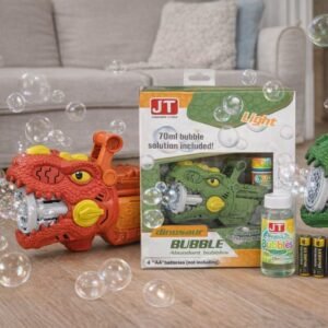 (JT717) Pistola Lanzadora de Burbujas Dinosaurio con Luz
