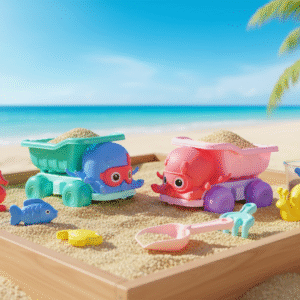 (C537)-Camión de Playa con Accesorios para Arena – Set de 6 Piezas