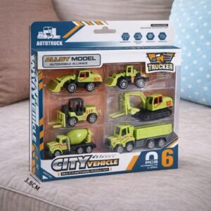 (3618B2-B3-B5) Set de Vehículos de Construcción City Vehicle 6 Piezas