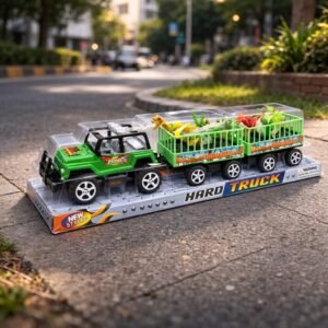 (906-125) Camioneta Off-Road con Doble Remolque y Dinosaurio