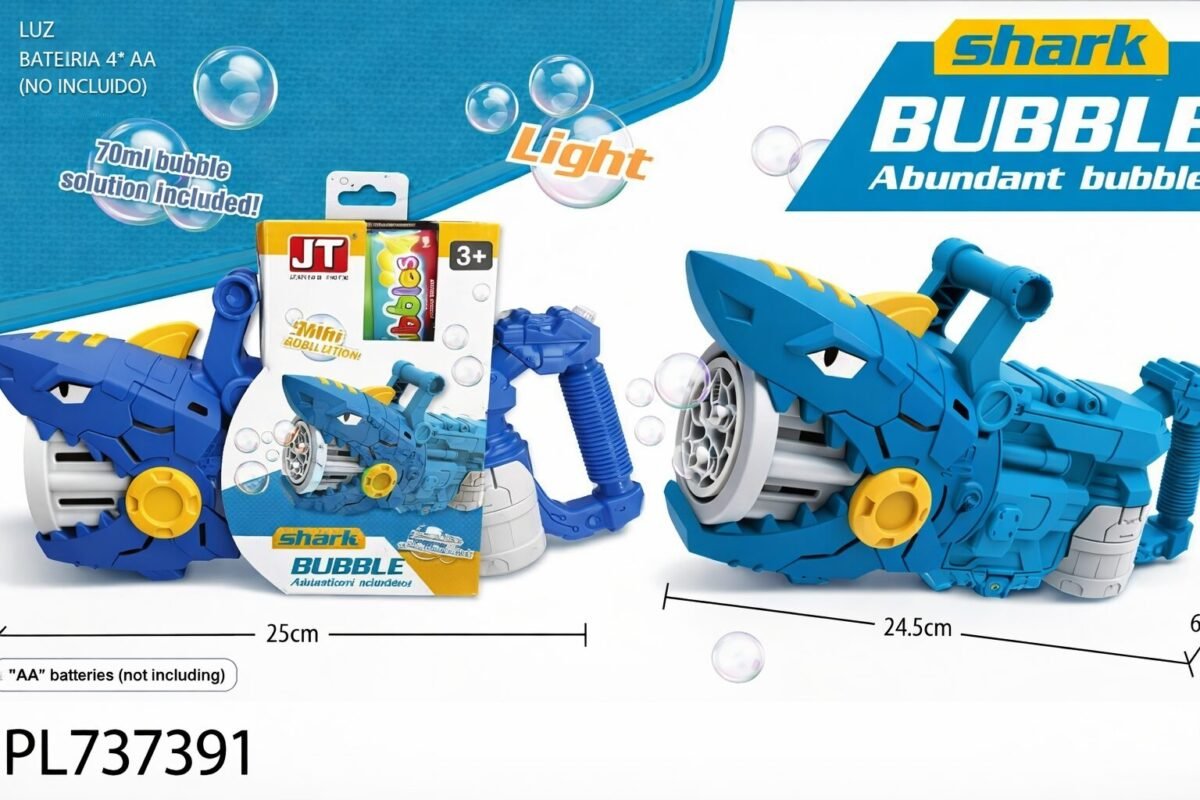 (JT716) Pistola de Burbujas Tiburón con Luz - Imagen 2