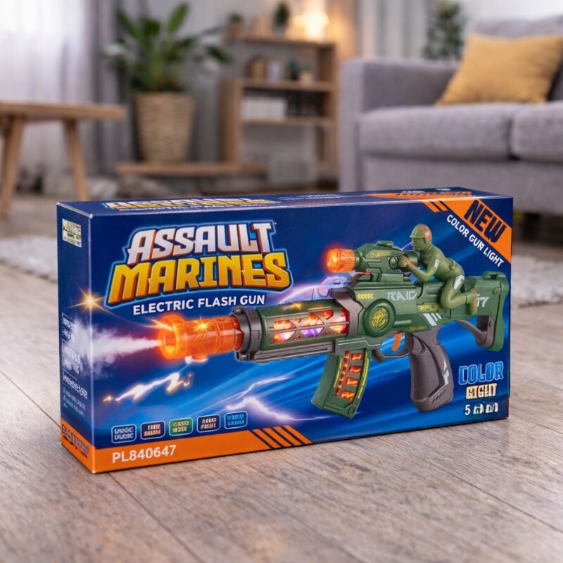 (2056B) Pistola de Juguete Electric Flash Gun Assault Marines con Luz, Sonido y Vapor