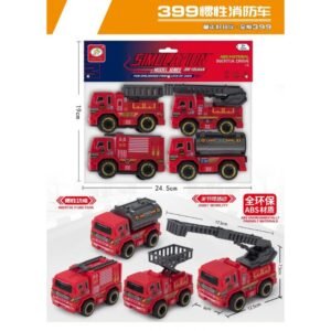 (399-671A4) Set Camiones de Bomberos Inerciales Simulation 4 Piezas