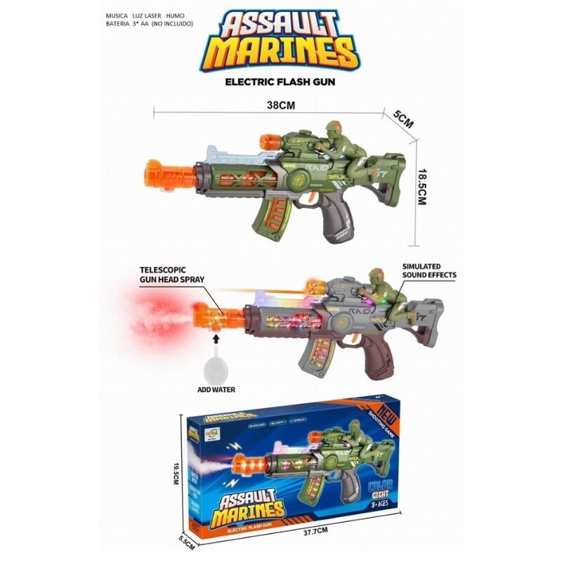 (2056B) Pistola de Juguete Electric Flash Gun Assault Marines con Luz, Sonido y Vapor - Imagen 2