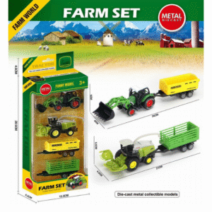 (955-242) CARRITOS, AUTOS, CAMIONES -Set de Granja con Tractores