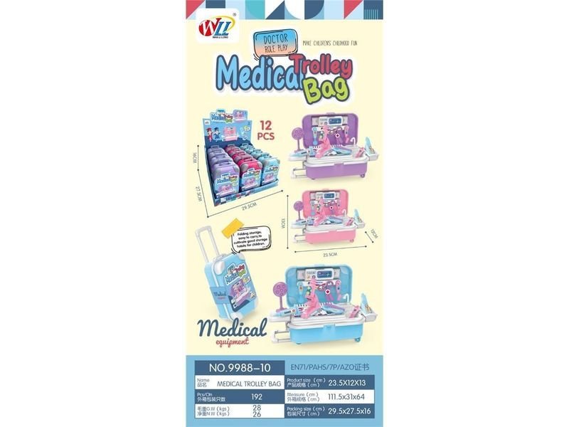 9988-10 Maleta Médica con Carrito para Niños – Set Doctor Trolley Bag con Accesorios - Imagen 2