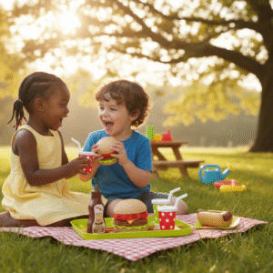 (XJ326H-16)-Set de Picnic con Hamburguesa de Juguete – Juego de Comida Infantil