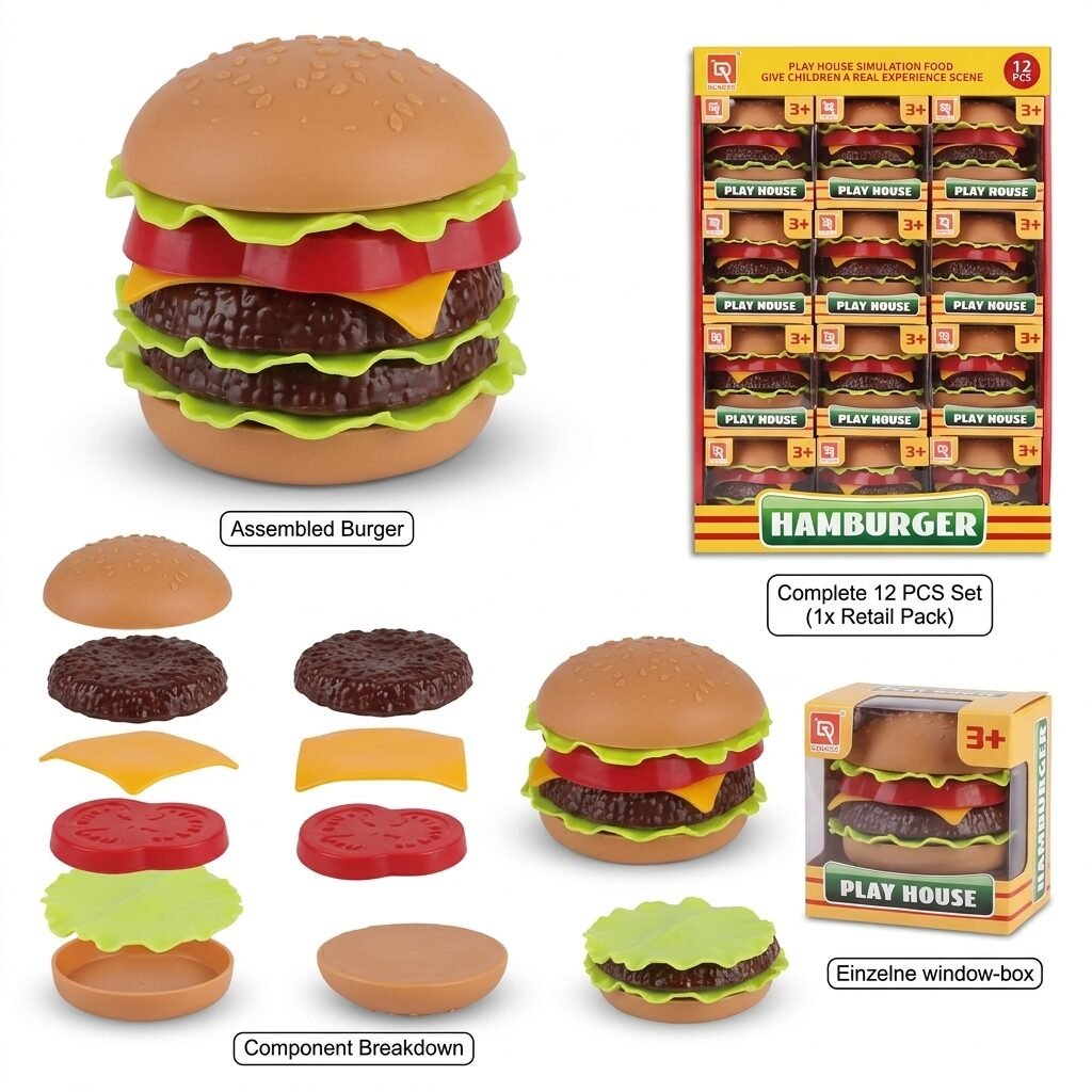 (185-148)-Burger Master 12 piezas – ¡Crea la Hamburguesa de tus Sueños!