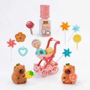 (312-6)-Aventura de Dulces con Capibara: ¡Carrito de Paseo y Bebedero!
