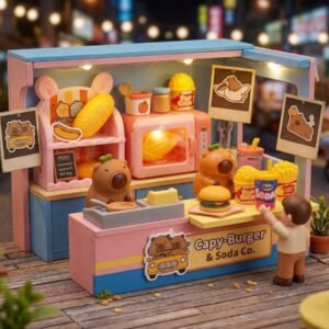 (312-4)-Micro-Chef Capibara: ¡El Banquete de Hamburguesas más Tierno!