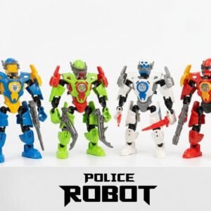 (F01902-3A)-SET COMPLETO ¡Justicia Metálica! – Robots Policías Transformables