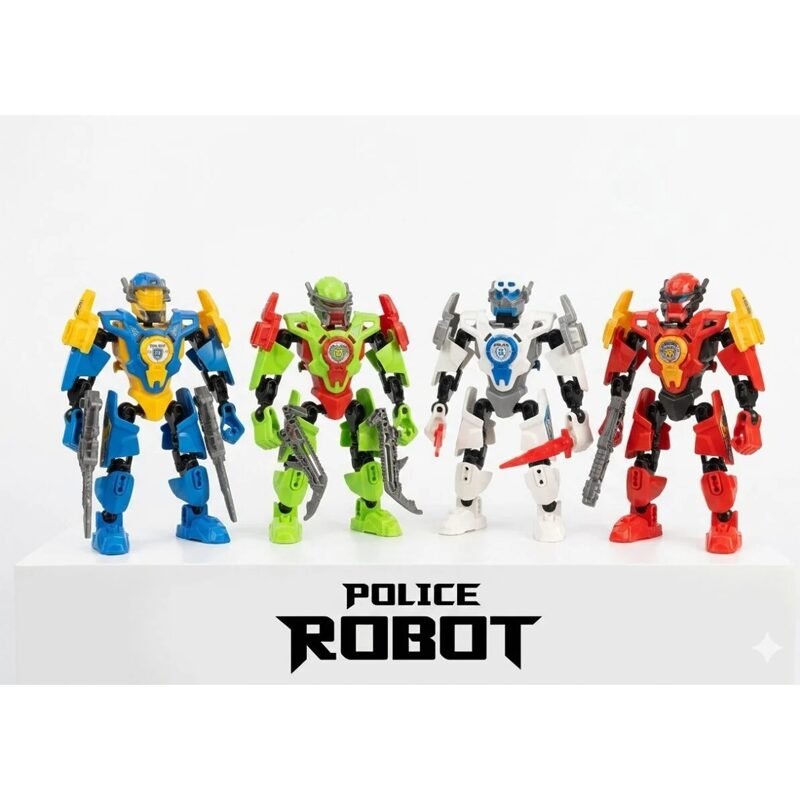 (F01902-3A)-SET COMPLETO ¡Justicia Metálica! – Robots Policías Transformables