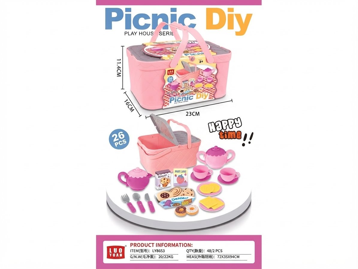 (LY8653)-Set de Picnic "Play House" Maletín DIY de 26 Piezas - Imagen 3
