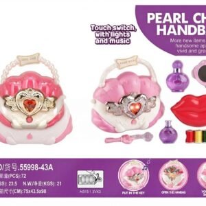 (55998-43A)-Bolso de Mano Musical "Pearl Chain Handbag" con Luz y Espejo (21 x 24 x 8 cm)