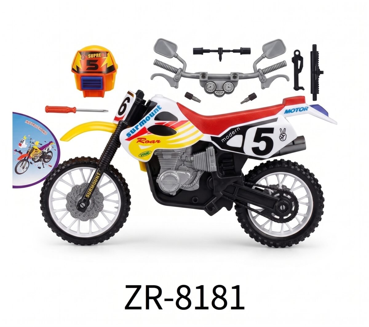 (ZR-8181)-Moto de Cross Juguete Desarmable con Accesorios y Herramientas - Motor Force