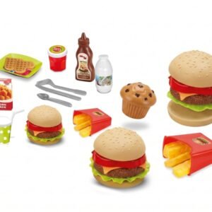 (XJ326H-2)-Set de Comida rápida y Cubiertos "Fashion Small Cutlery" con Hamburguesa y Waffle (40 x 24 cm)