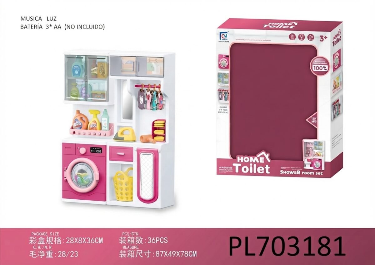 (818-326)-Mini Set de Lavandería y Guardarropa "Home Toilet" con Luz y Sonido - Imagen 3