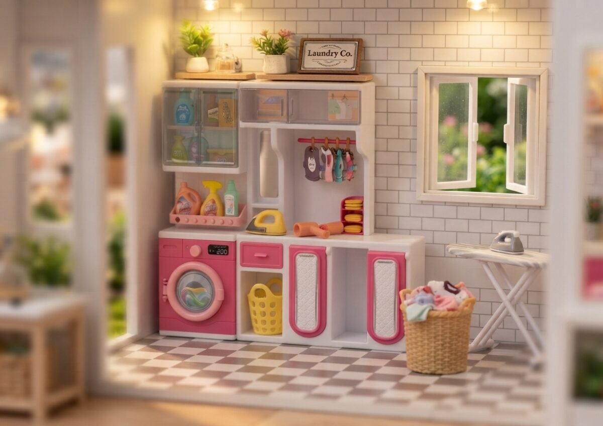 (818-326)-Mini Set de Lavandería y Guardarropa "Home Toilet" con Luz y Sonido - Imagen 4