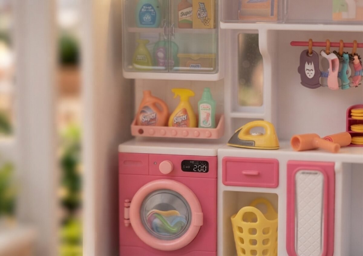 (818-326)-Mini Set de Lavandería y Guardarropa "Home Toilet" con Luz y Sonido - Imagen 5