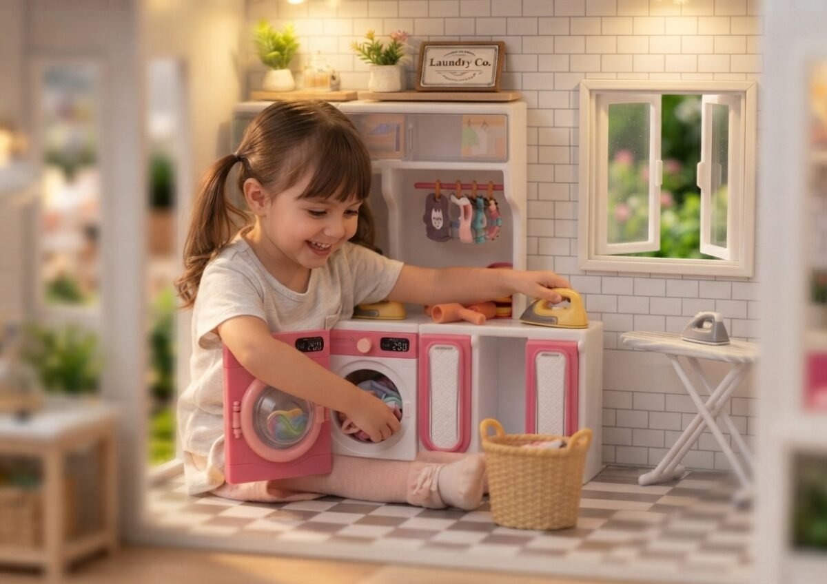 (818-326)-Mini Set de Lavandería y Guardarropa "Home Toilet" con Luz y Sonido - Imagen 6