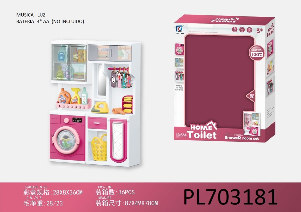 (818-326)-Mini Set de Lavandería y Guardarropa "Home Toilet" con Luz y Sonido - Imagen 2