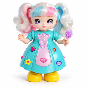 Muñeca 286-48F de vestido turquesa y cabello multicolor
