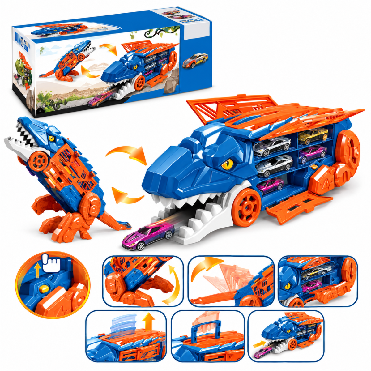 660-S121 Dinosaurio transformable portacarritos