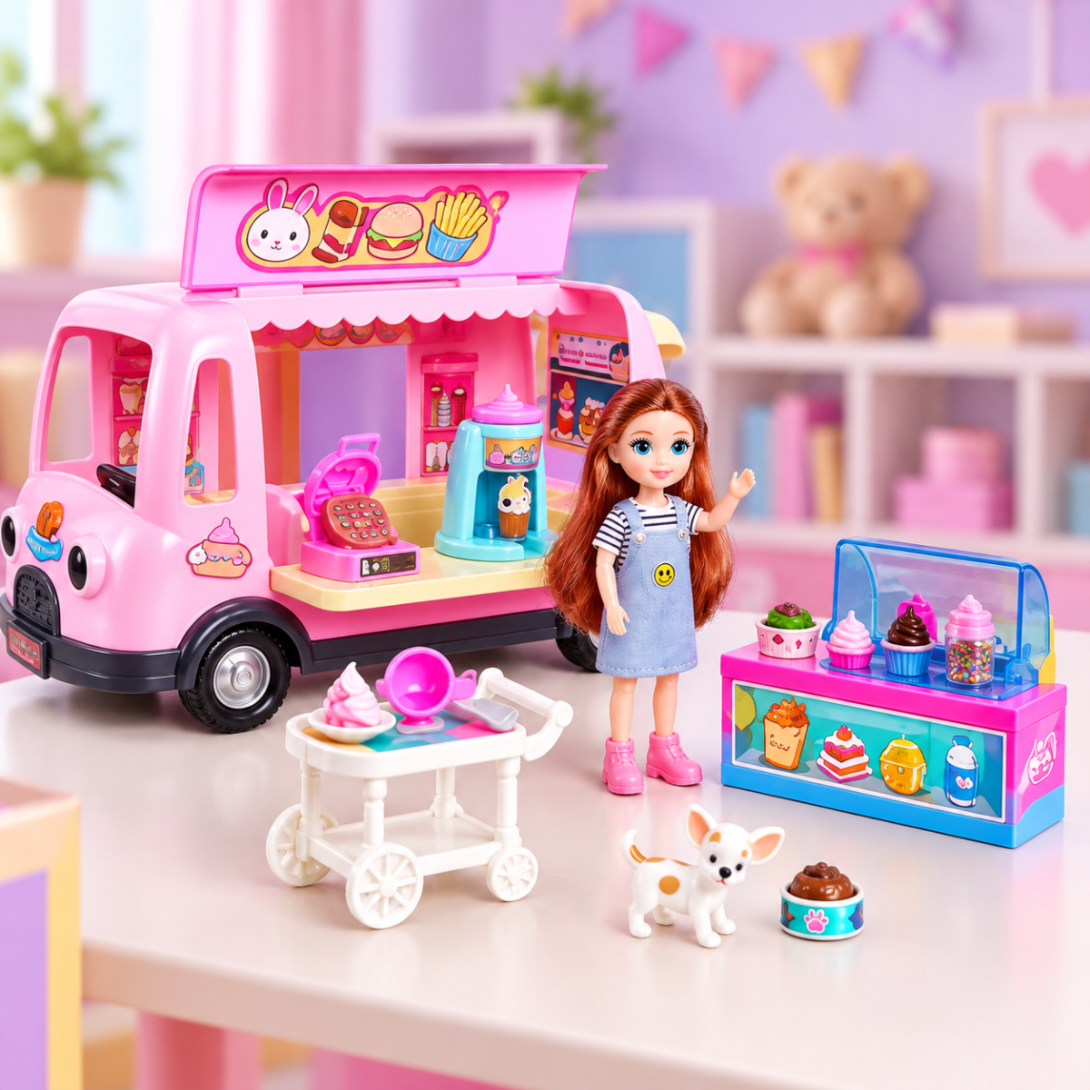 7026 Muñeca con carrito de postres y accesorios - Imagen 3