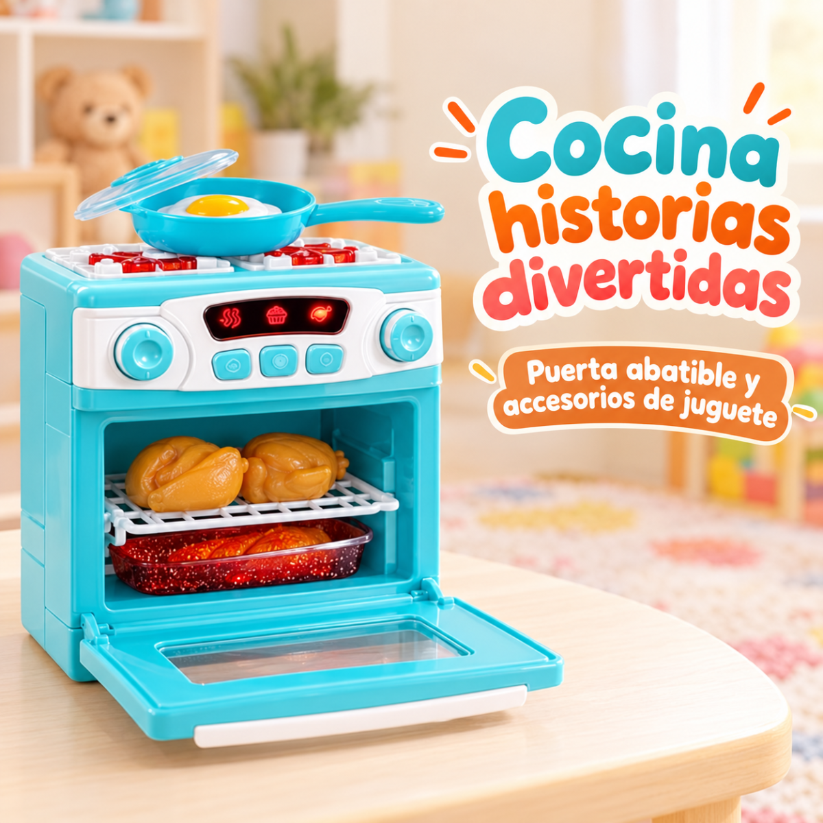 8023-65 Horno de juguete con luces, sonidos y accesorios de cocina - Imagen 2