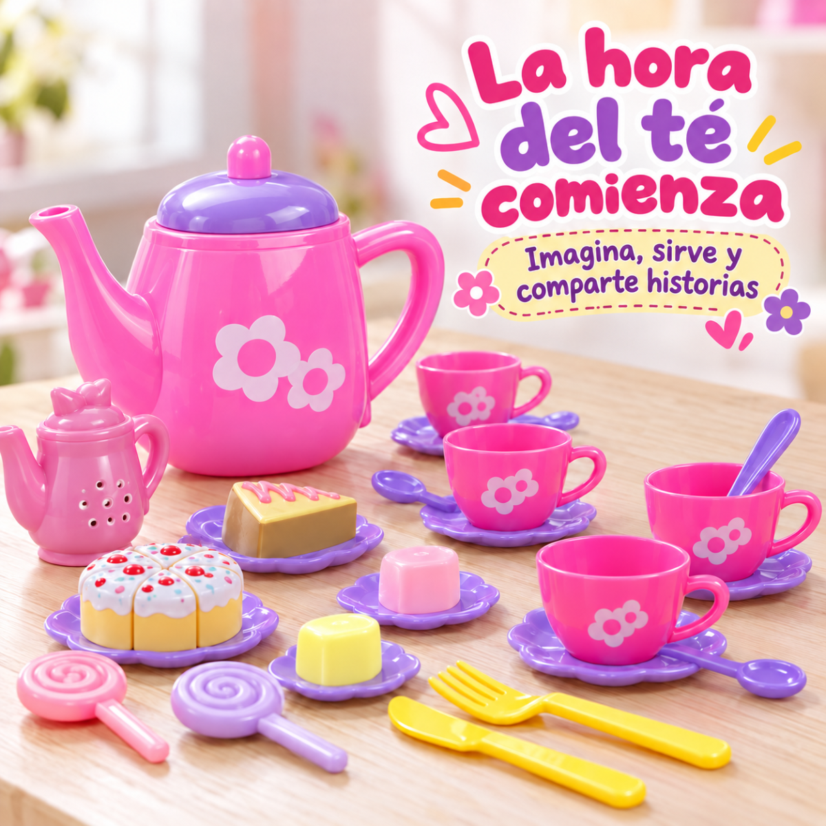 823-23 Juego de té de juguete con luz, música y accesorios - Imagen 2