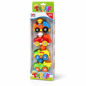 998-32D1 DES paquete vertical con cuatro vehículos infantiles de colores