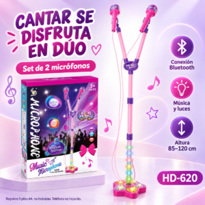 Set de dos micrófonos con pedestal HD-620 arte