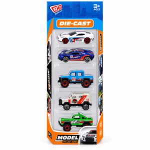Set de cinco carritos Die-Cast JM52266 empaque