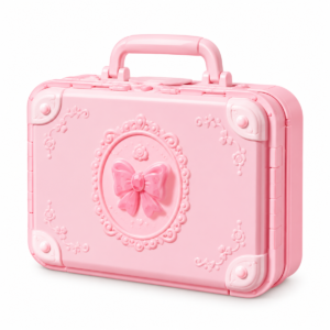 M-733 Maletín de maquillaje infantil con espejo y moño decorativo