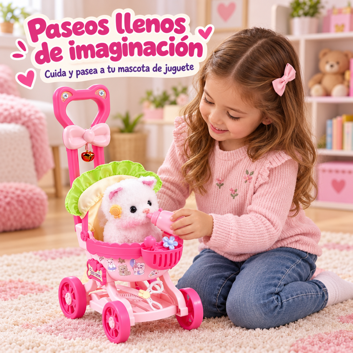 MC-1084 perrito de peluche con carriola - uso